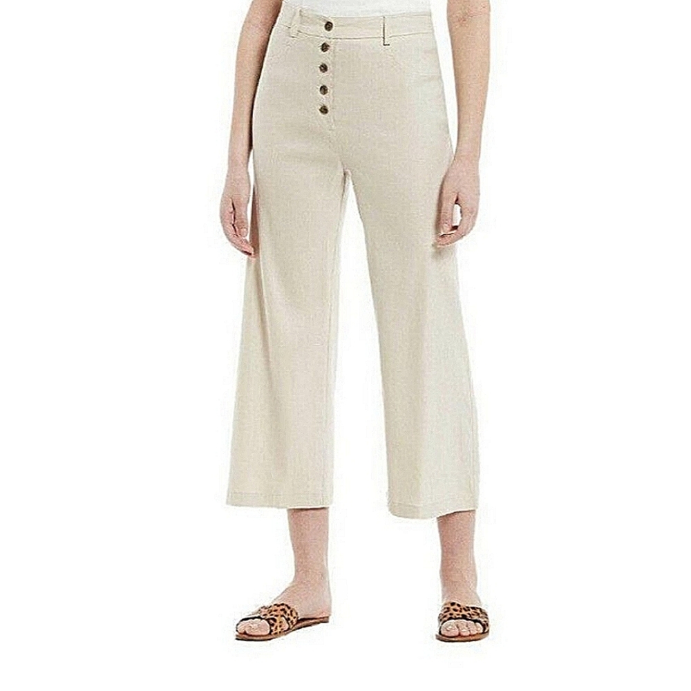 Gianni Bini Off-White Ankle Pants with Button Detail